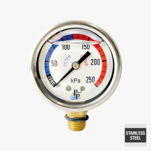 Pool Pro Pressure Gauge, Oil Filled Lower Mount S/Steel